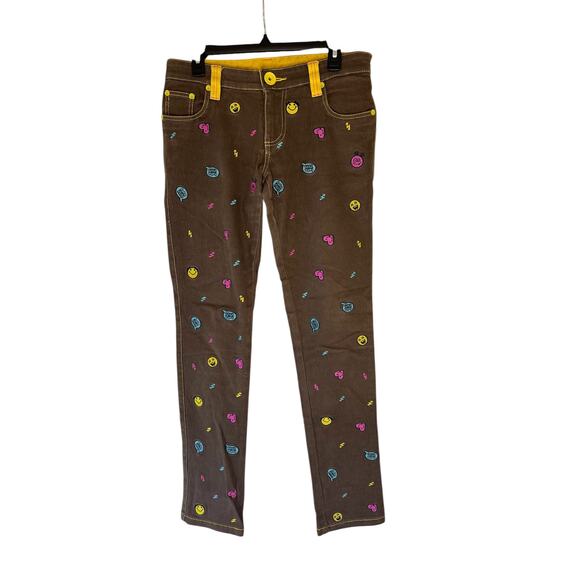 Lala Bobo Brown Jeans Happy Face Relaxed Fit Straight Leg Size EU 28/US 6 - Picture 1 of 13